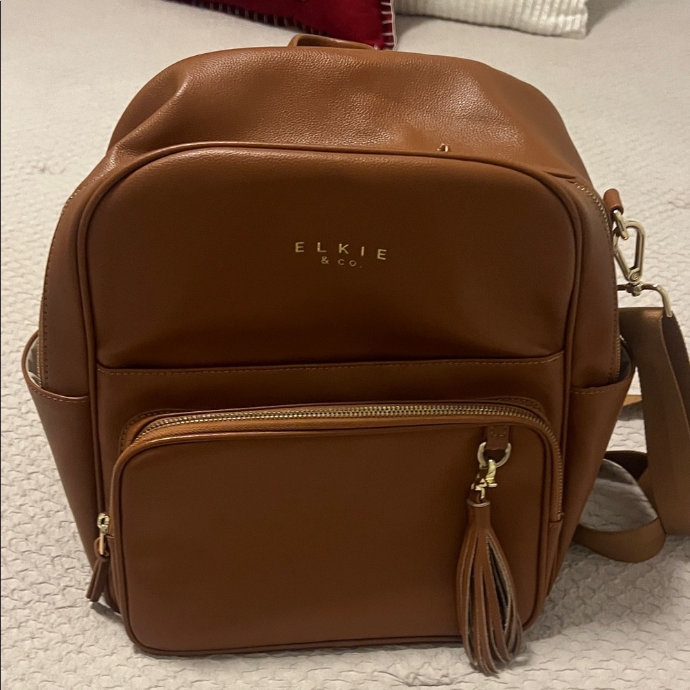 Chic Brown Backpack with Gold Accents